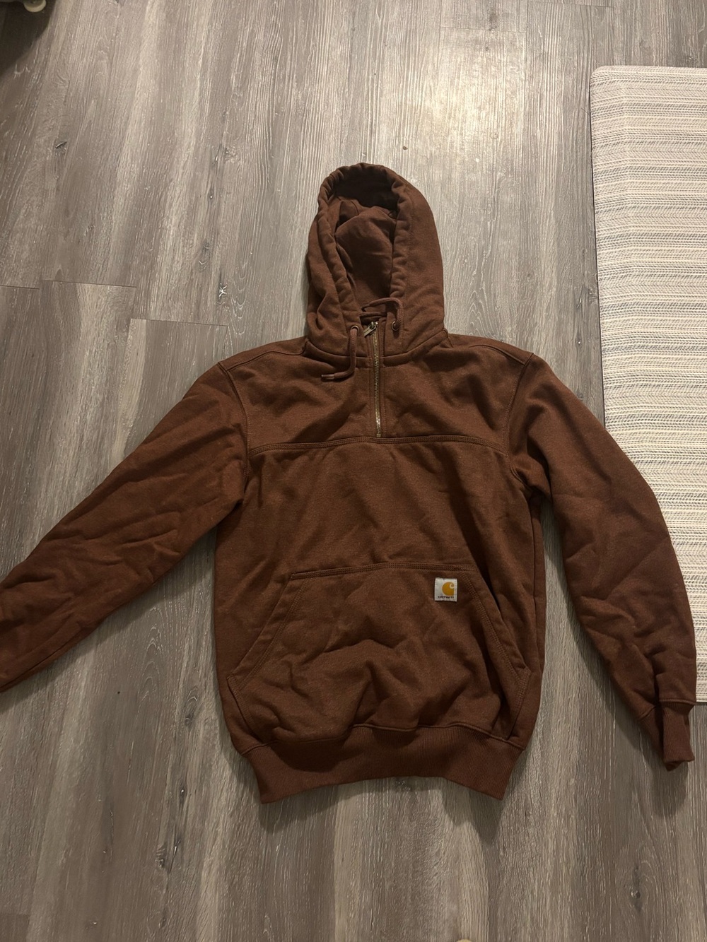 Carhartt Brown Quarter-Zip Hooded Sweatshirt